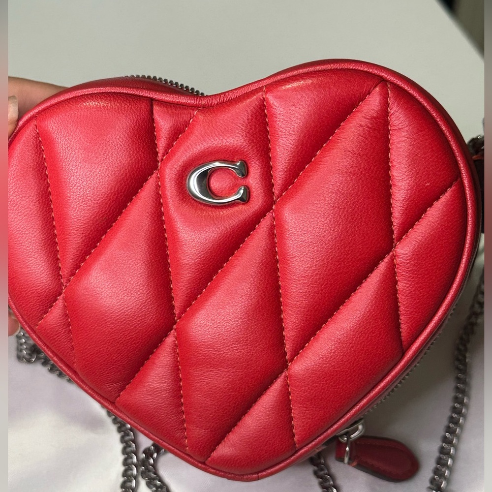 Coach Heart 14 Quilted Pillow Crossbody Bag Sport Red